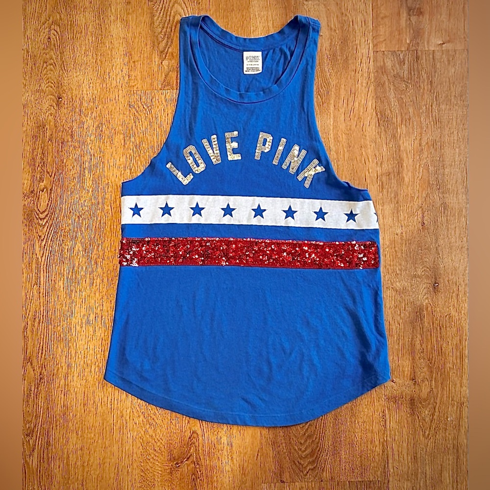 PINK Muscle Tank with Sequin Stripe